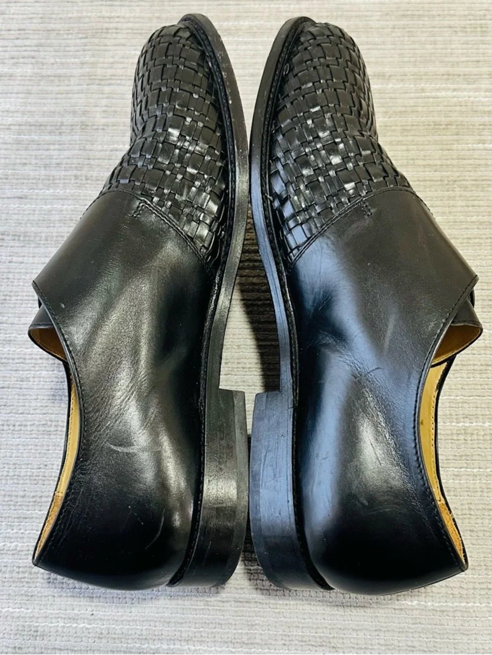 Vintage Salamander Men’s Black Leather Woven‎ Monk Strap Shoes - Size 11